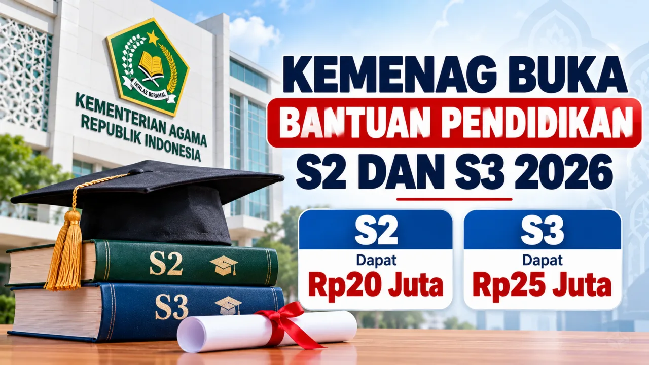 Kemenag Buka Bantuan Pendidikan S2 dan S3 2026, Dapat Rp20 Juta-Rp25 Juta